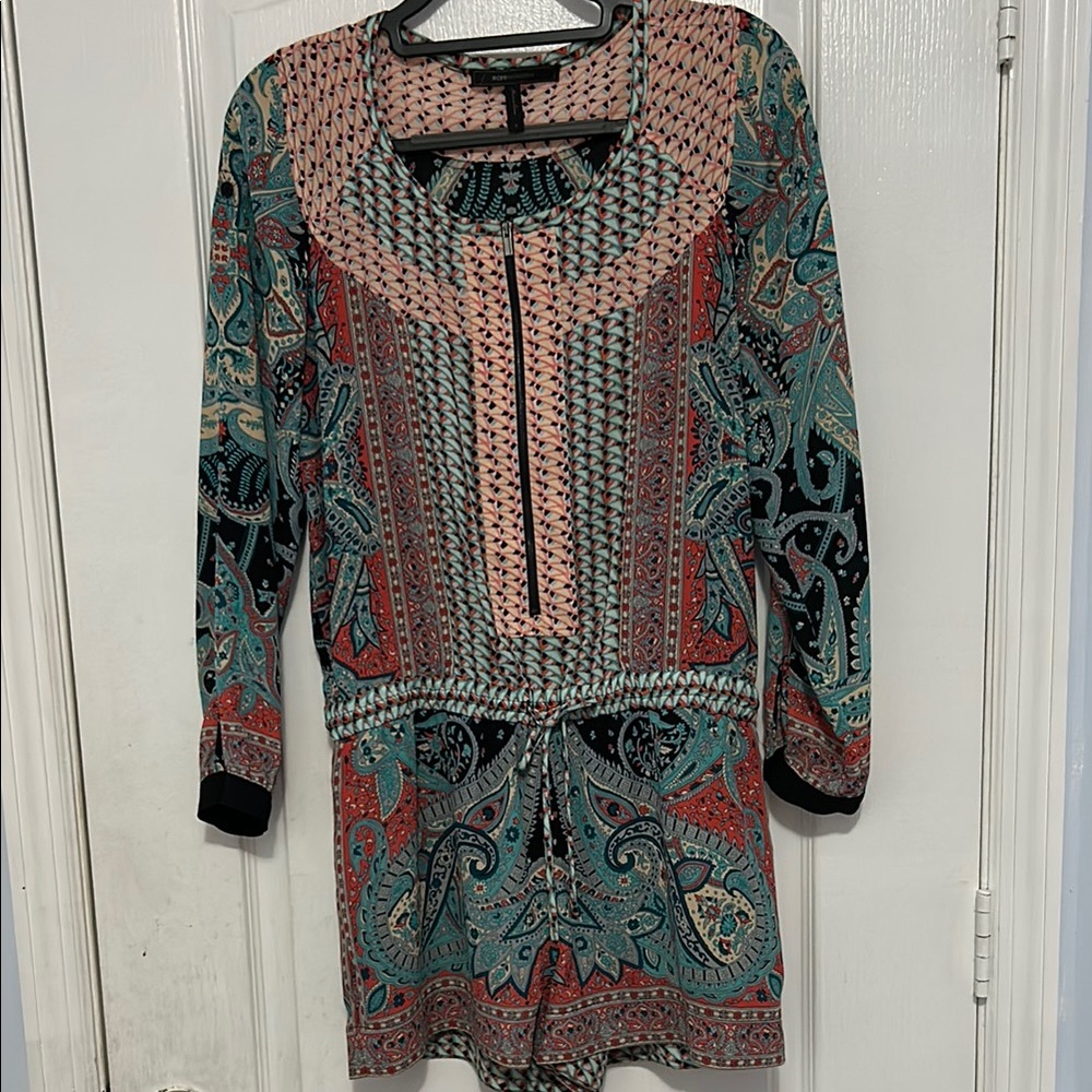 BCBGMaxazria Multicolor Paisley Romper Size Small